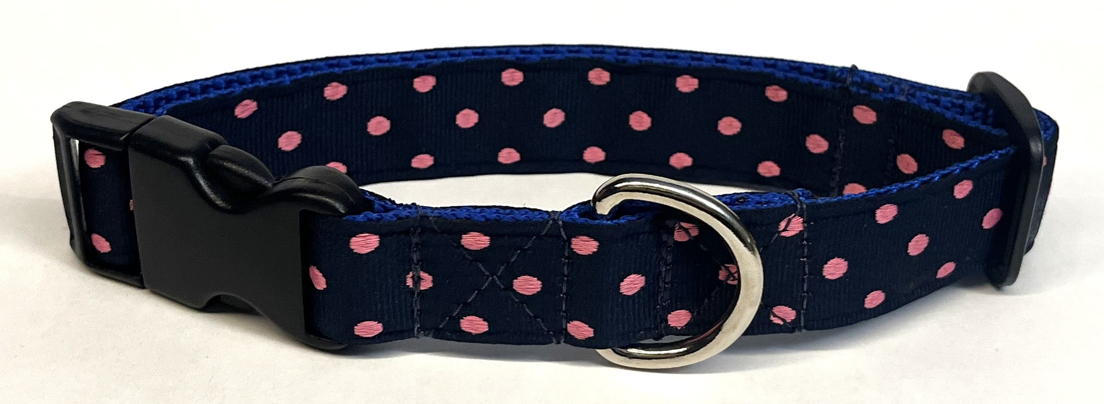 Navy with Pink Polka Dots Dog Leash 1in