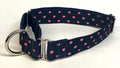 Navy with Pink Polka Dots Martingale Collar 1in