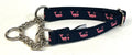 Navy with Pink Whales Chain Martingale Collar 3/4