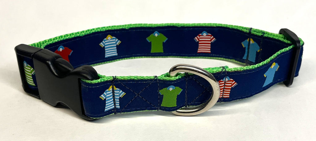 Navy with Polo Shirts Dog Collar 1in
