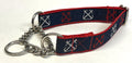 Navy with Red & White Anchors Chain Martingale Collar 1in