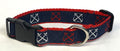 Navy with Red & White Anchors Dog Collar 1in