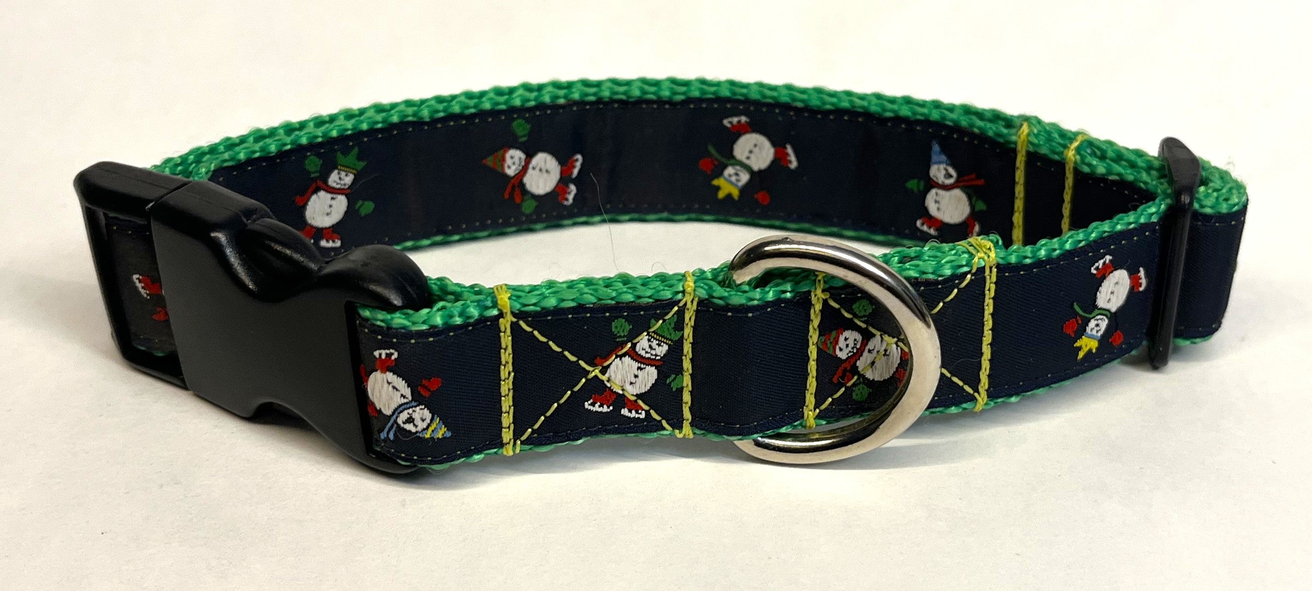 Navy with Snowmen Dog Collar 1in