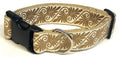 Off White with Tan Fern Design Dog Collar 1 1/2 in