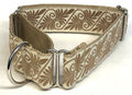 Off White with Tan Fern Design Martingale Collar 1 1/2 in
