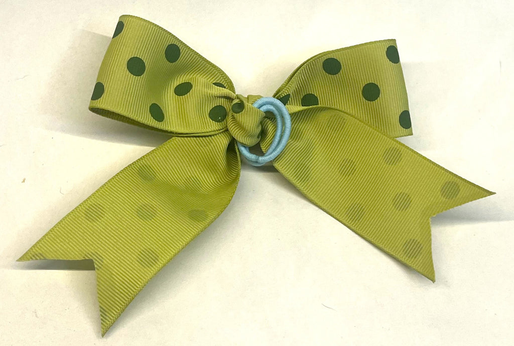 Light Olive Green with Dark Green Dots Bow