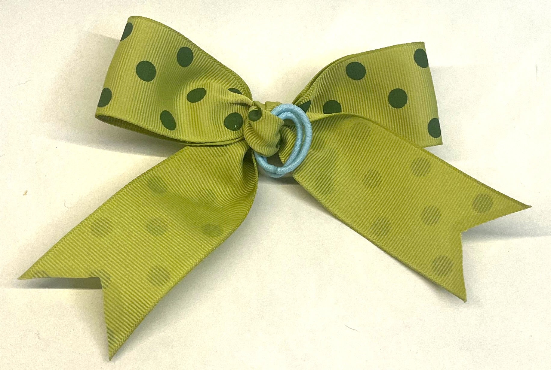 Light Olive Green with Dark Green Dots Bow