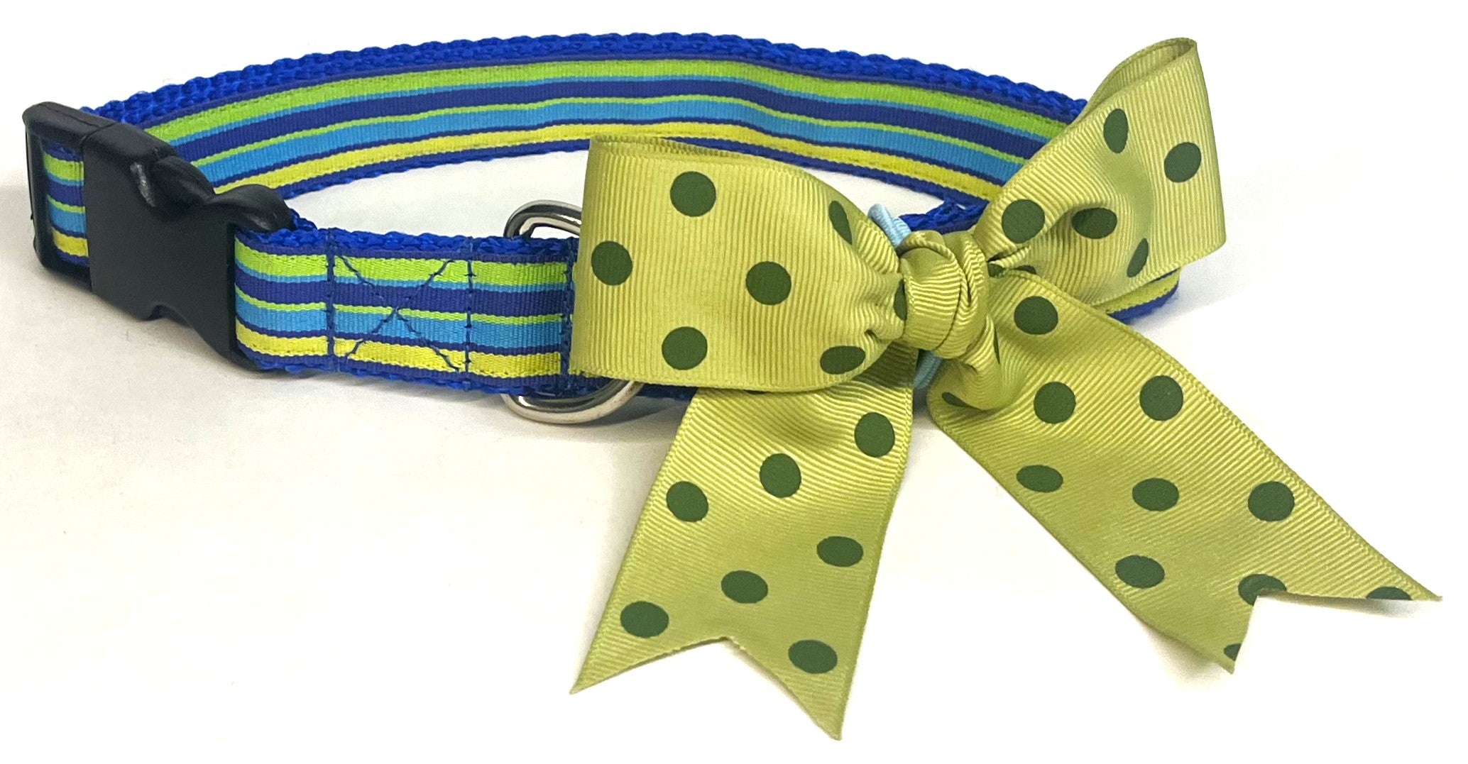 Light Olive Green with Dark Green Dots Bow