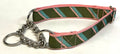 Olive, Light Pink, Light Blue Diagonal Stripe Chain Martingale Collar 1in