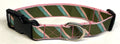 Olive, Light Pink, Light Blue Diagonal Stripe Dog Collar 1in