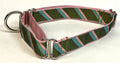 Olive, Light Pink, Light Blue Diagonal Stripe Martingale Collar 1in