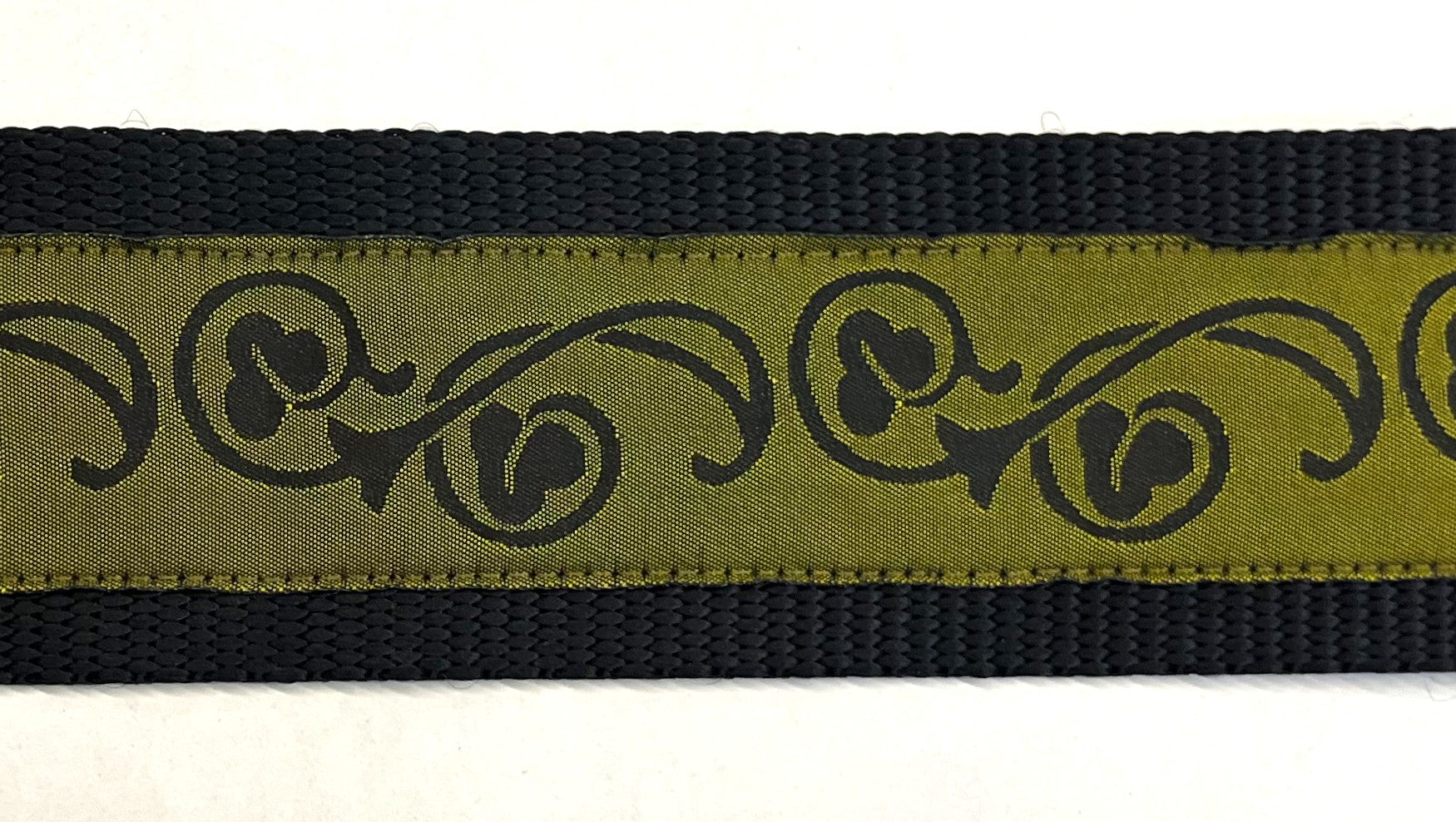 Olive with Black Floral Flourish Dog Collar 2in