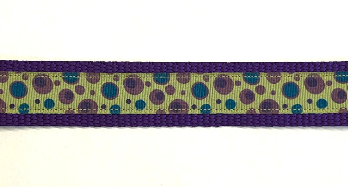 Olive with Purple and Teal Bubble Dots Dog Collar 1in