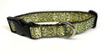 Olive with White Leaf Pattern Dog Collar 1in