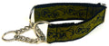 Olive with Black Floral Flourish Chain Martingale Collar 1 1/2 in