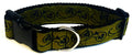 Olive with Black Floral Flourish Dog Collar 1 1/2 in
