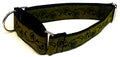 Olive with Black Floral Flourish Martingale Collar 1 1/2 in
