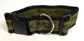 Olive with Black Floral Flourish Dog Collar 2in