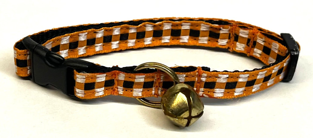 Orange, Black, and White Plaid Cat Collar