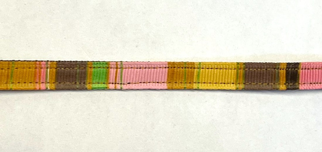 Orange, Brown, Pink & Green Vertical Stripe Cat Collar