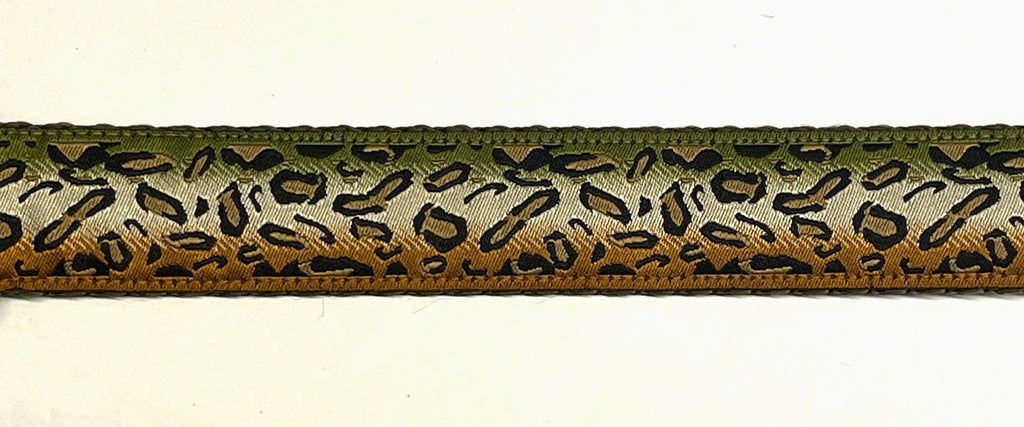 Orange, Olive Green and Tan Leopard Print Dog Leash 1in