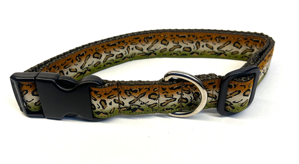 Orange, Olive Green and Tan Leopard Print Dog Collar 1in