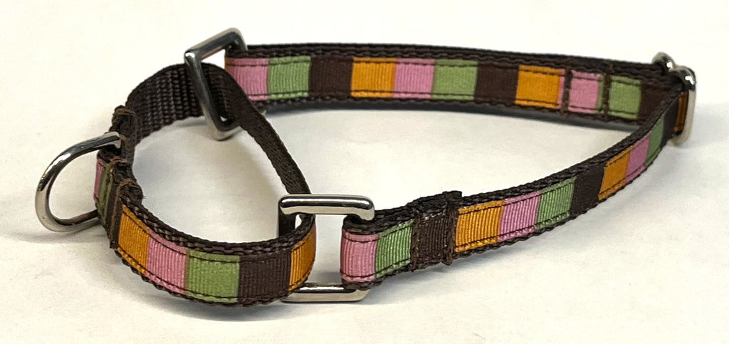 Orange, Pink, Green, and Brown Squares Martingale Collar 1/2