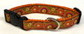Orange, Pink, Yellow, and Green Swoosh and Dots Dog Collar 1in