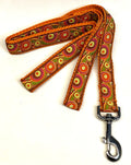 Orange, Pink, Yellow, and Green Swoosh and Dots Dog Leash 1in