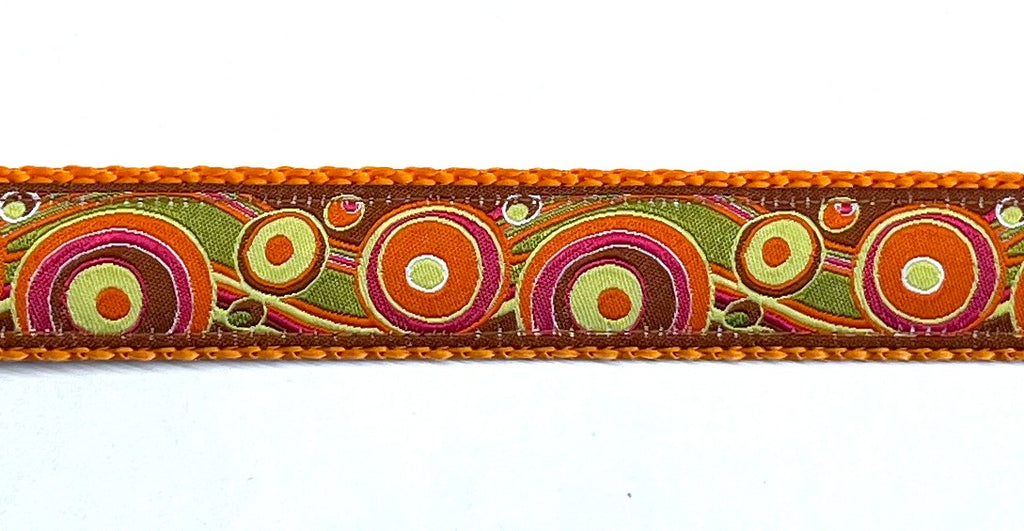 Orange, Pink, Yellow, and Green Swoosh and Dots Chain Martingale Collar 1in
