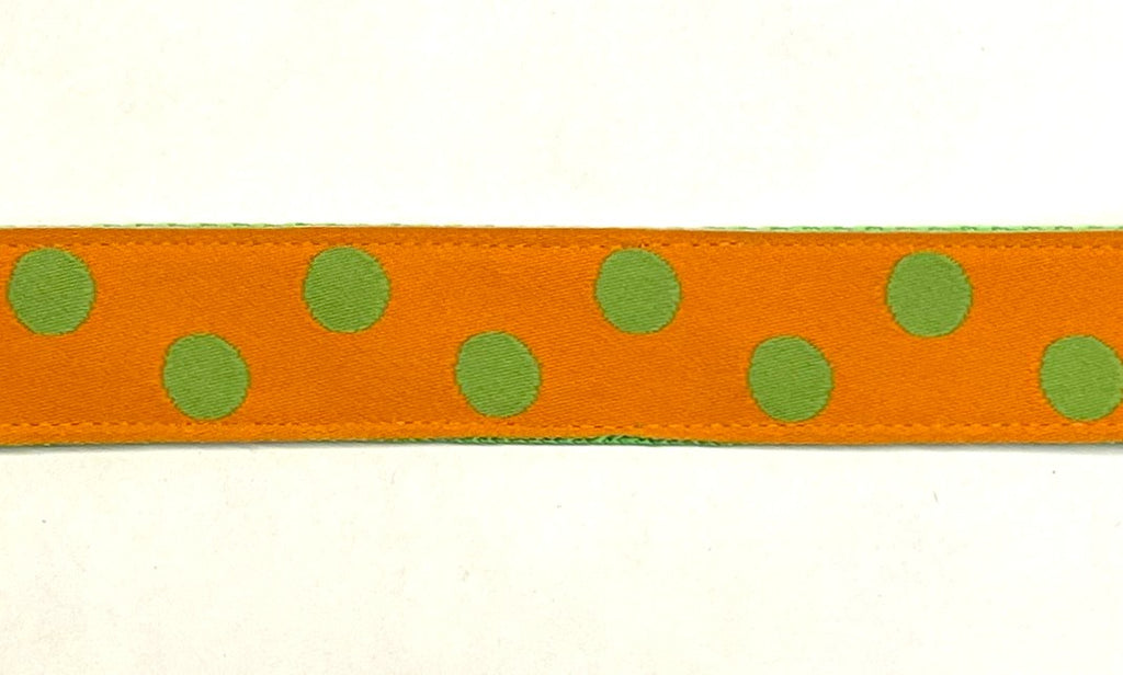 Orange with Green Dots Dog Leash 1in