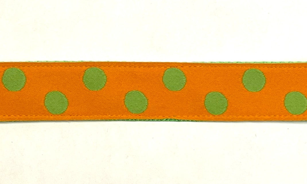 Orange with Green Dots Dog Leash 1in