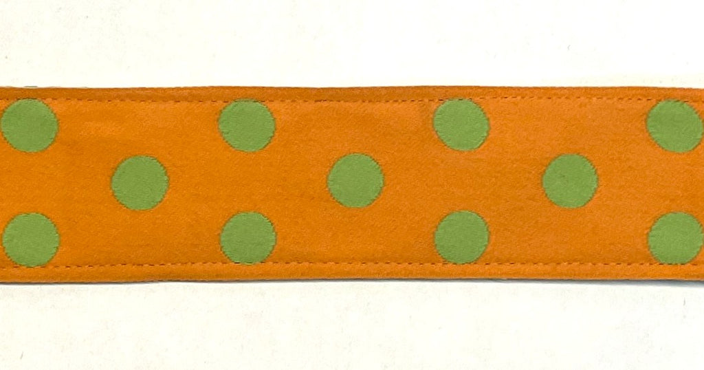 Orange with Green Dots Dog Collar 1 1/2 in