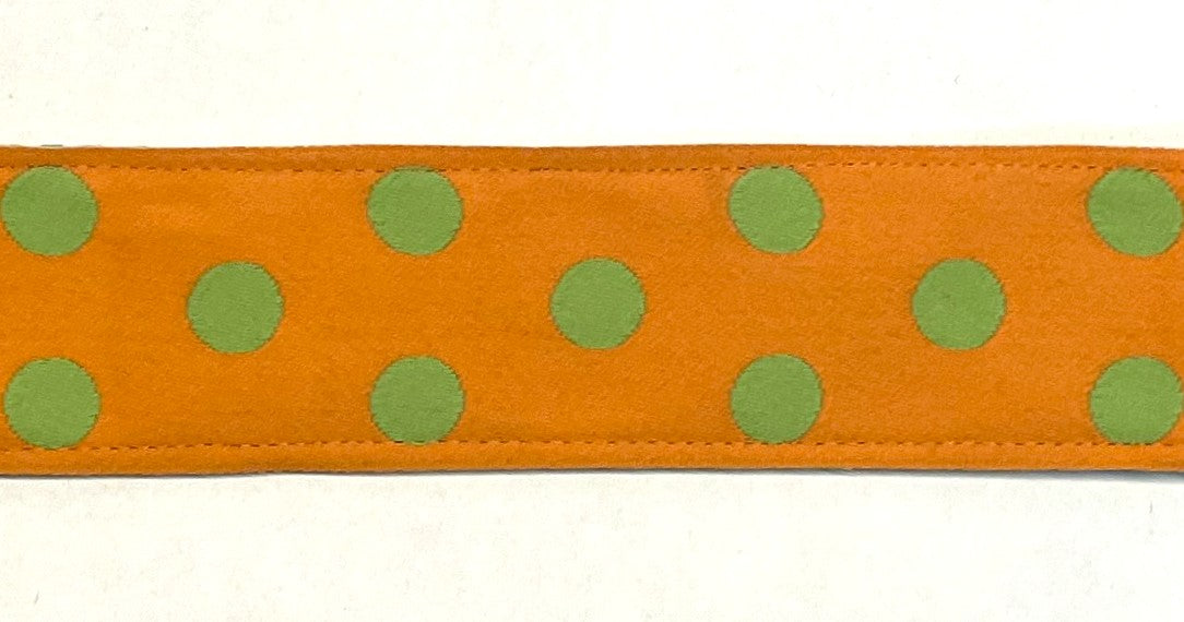 Orange with Green Dots Dog Collar 1 1/2 in
