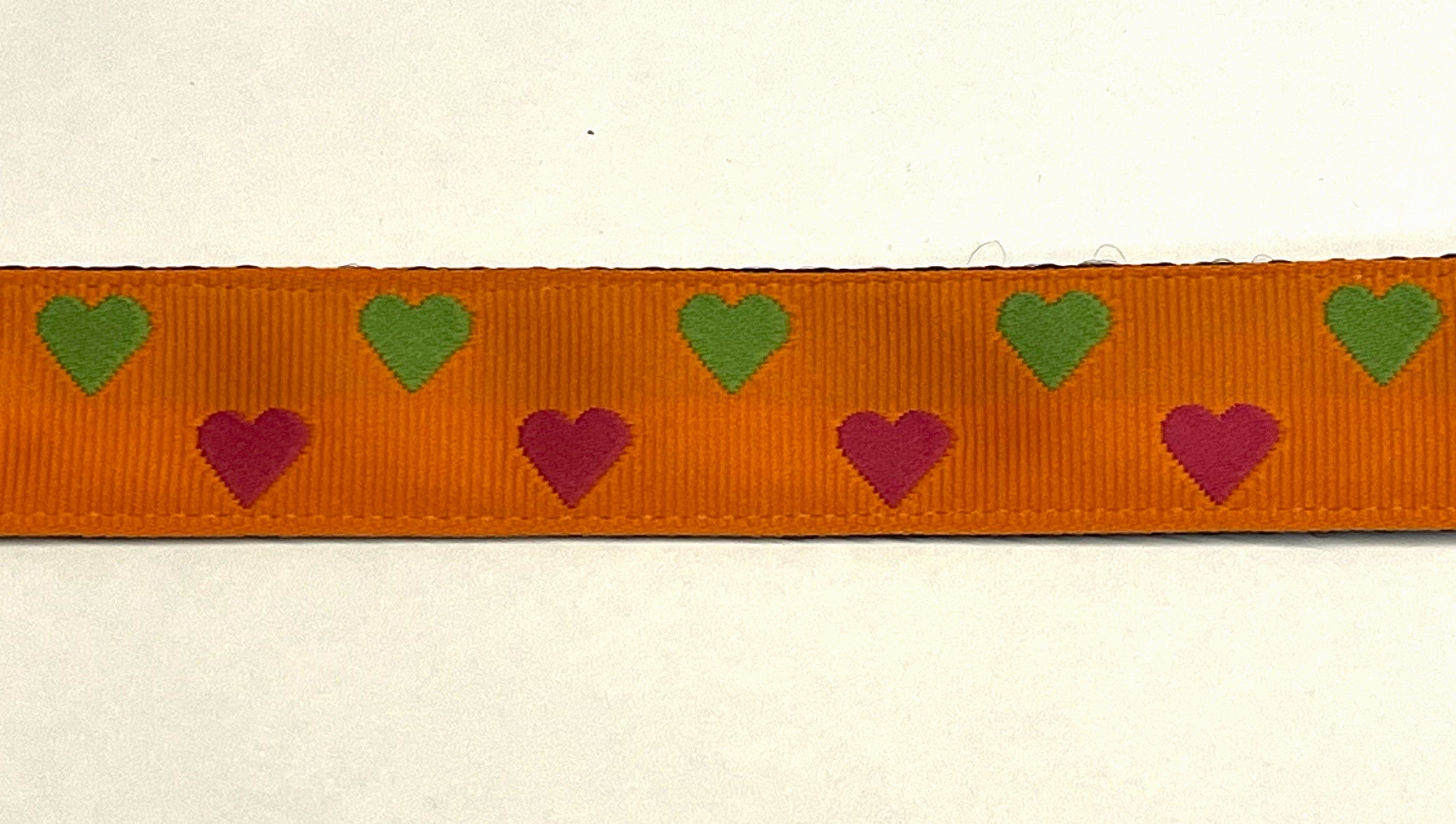 Orange with Pink and Green Hearts Dog Collar 1in