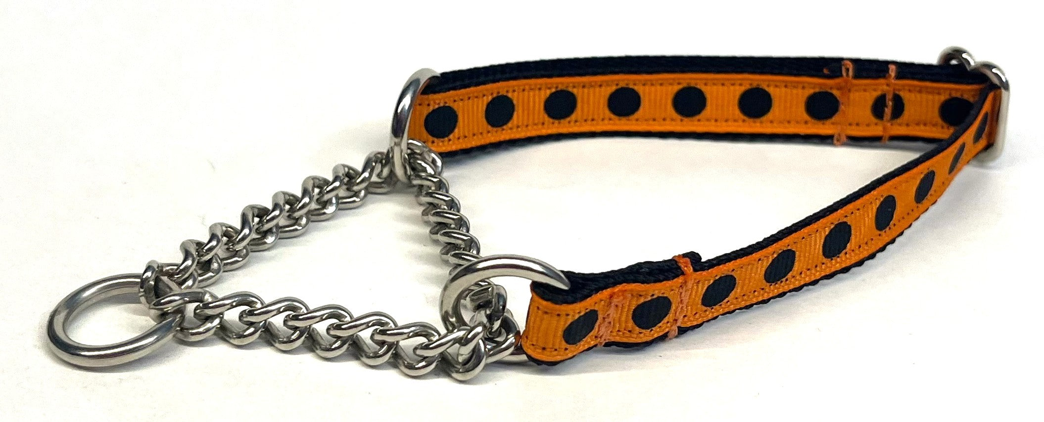 Orange with Black Dots Chain Martingale Collar 1/2