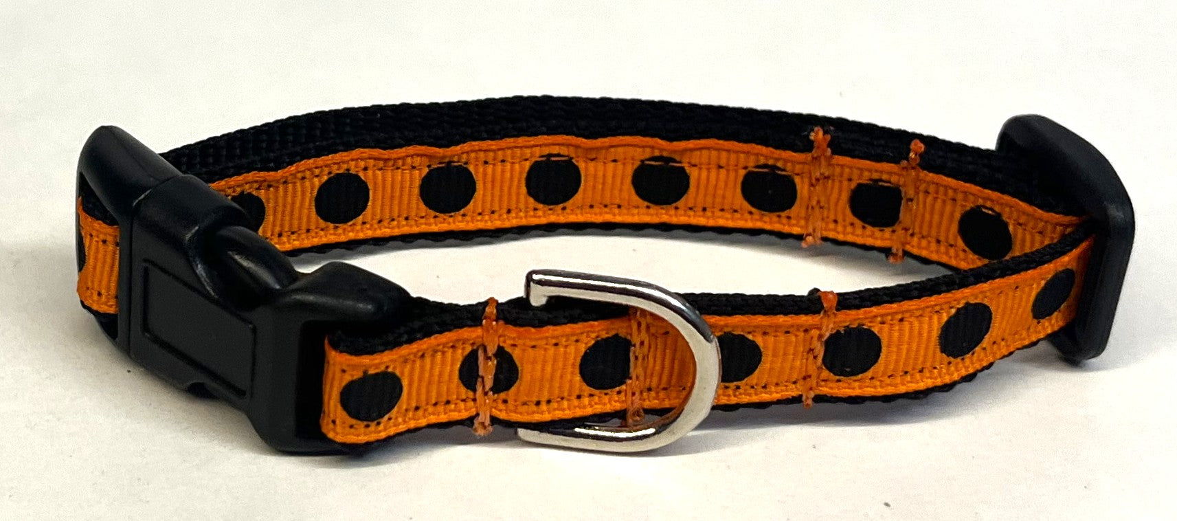 Orange with Black Dots Dog Collar 1/2