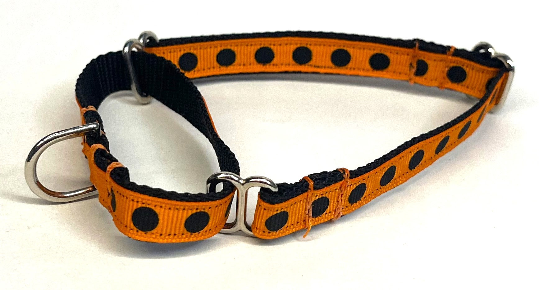 Orange with Black Dots Martingale Collar 1/2