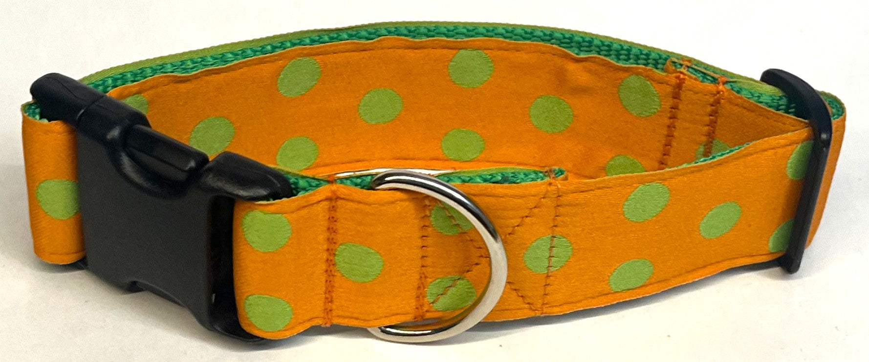 Orange with Green Dots Dog Collar 1 1/2 in