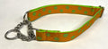 Orange with Green Dots Chain Martingale Collar 1in
