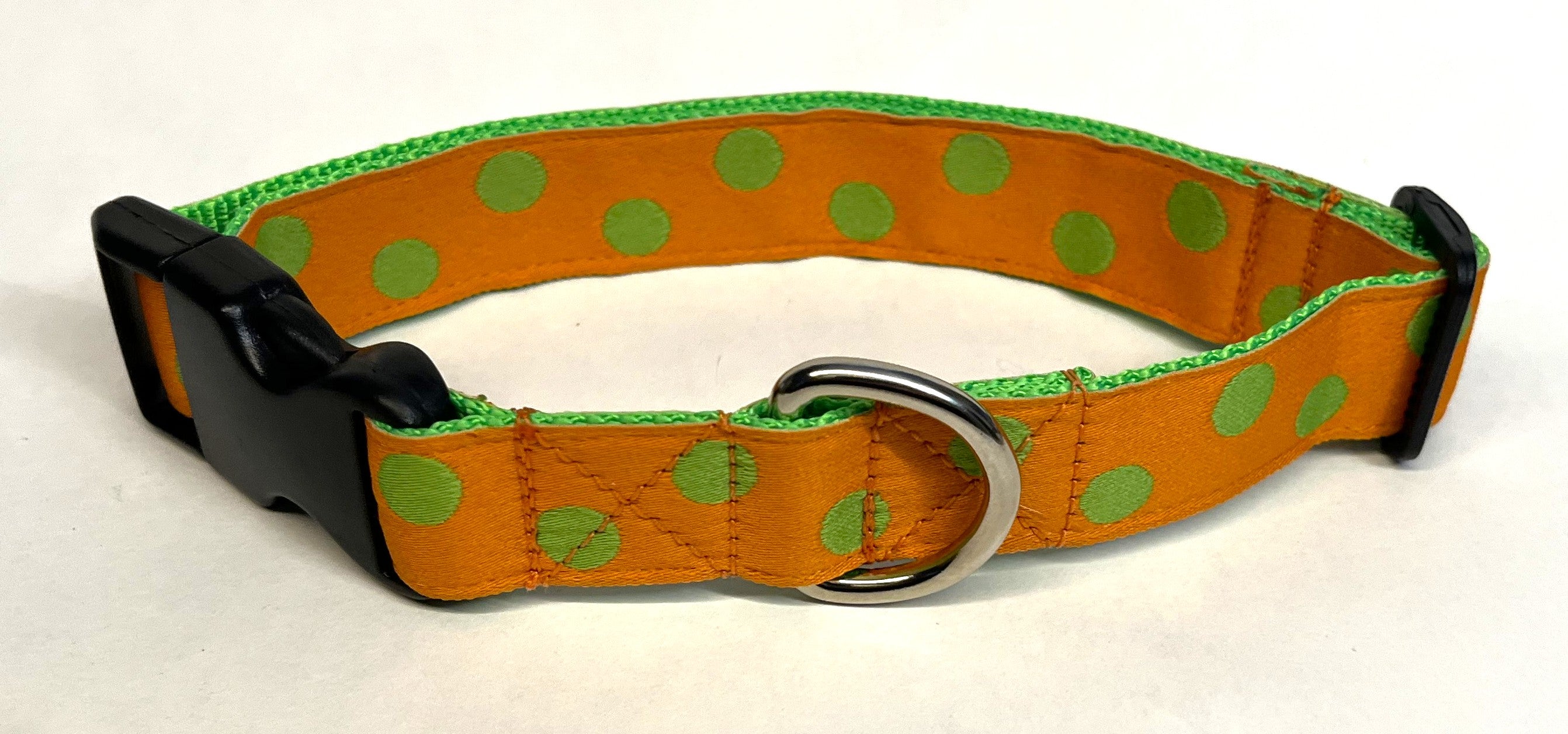 Orange with Green Dots Dog Collar 1in