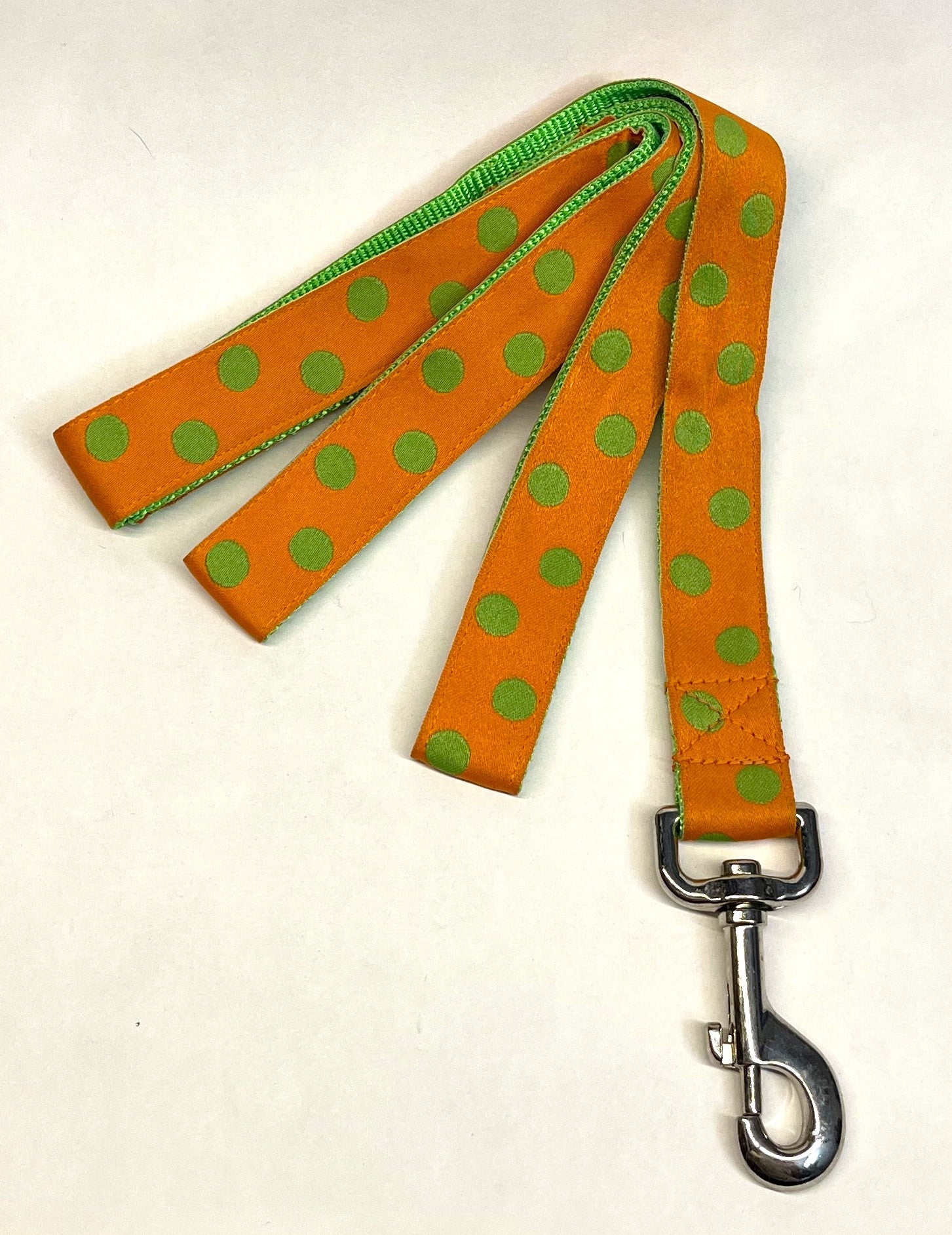 Orange with Green Dots Dog Leash 1in