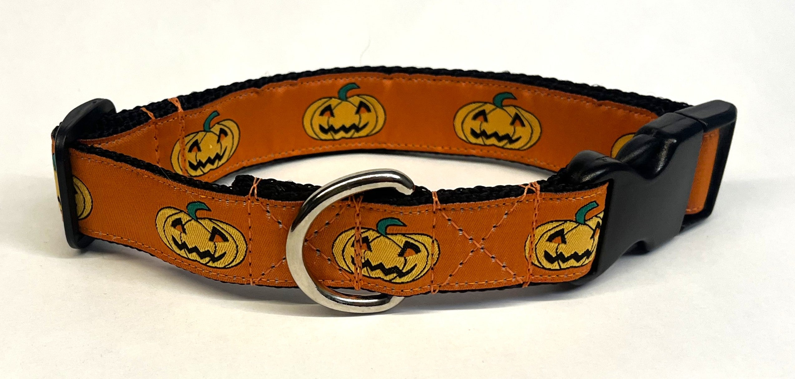 Orange with Jack-o-Lanterns Dog Collar 1in