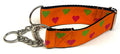 Orange with Pink and Green Hearts Chain Martingale Collar 1 1/2 in