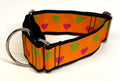 Orange with Pink and Green Hearts Martingale Collar 2in