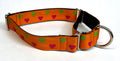 Orange with Pink and Green Hearts Martingale Collar 1in