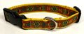 Orange with Yellow Flower Design Dog Collar 1in