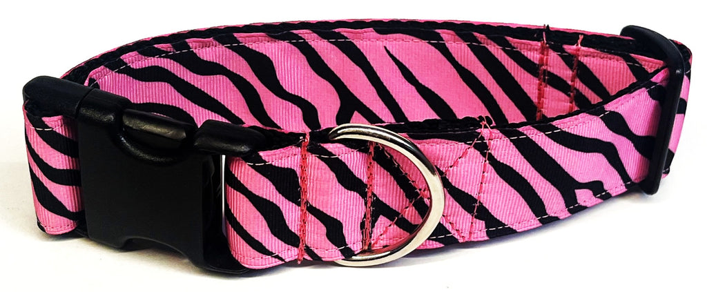Pink Zebra Print Dog Collar 1 1/2 in