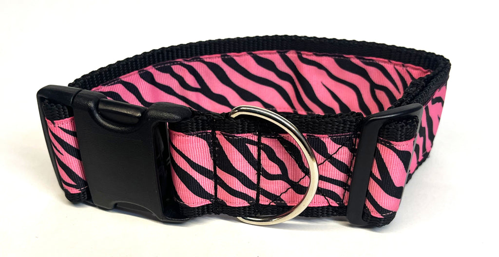 Pink Zebra Print Dog Collar 2in