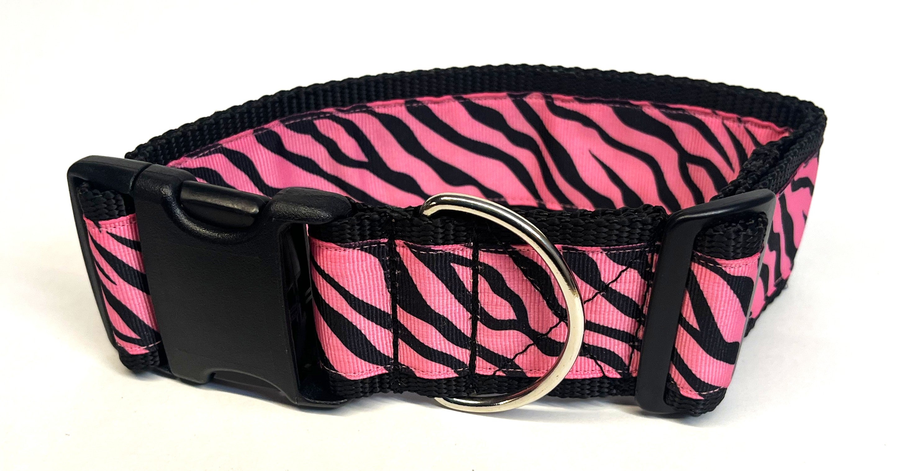 Pink Zebra Print Dog Collar 2in